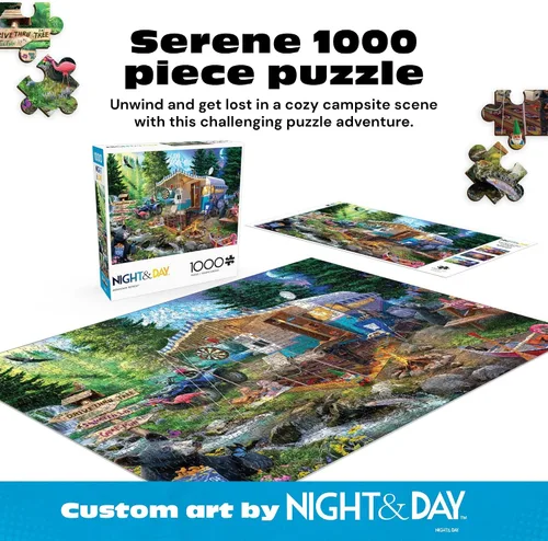 Vista 2 de Buffalo Games Jeff Haynie - Mountain Retreat - Rompecabezas de 1000 piezas, grande, multicolor, rectangular, piezas cortadas con precisión, póster a