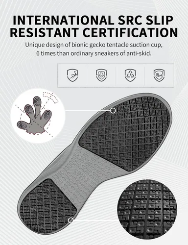 Vista 2 de SPIEZ Non Slip Shoes for Men, Waterproof Oilproof Mens Kitchen Chef Food Service Shoes Restaurant Black US7.5-12