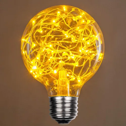 Vista 7 de Wintergreen Lighting LEDimagine - Bombilla de cadena de hadas, colgante de globo LED, bombilla ST64 con base E26 (dorado)
