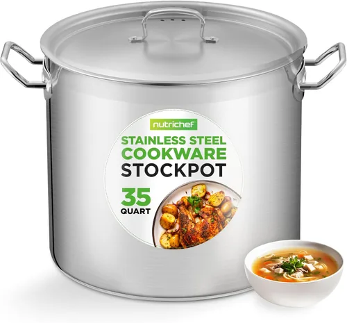 Vista 14 de NutriChef - Olla grande de acero inoxidable de 5 cuartos con tapa - 18/8 Grado alimenticio resistente, olla grande de acero inoxidable