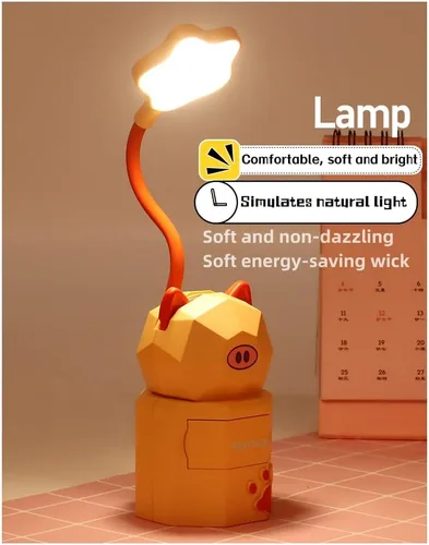 Vista 2 de Luz nocturna de lectura LED, bonita lámpara de escritorio kawaii, lámpara de escritorio plegable y bonita, lámparas de escritorio para oficina