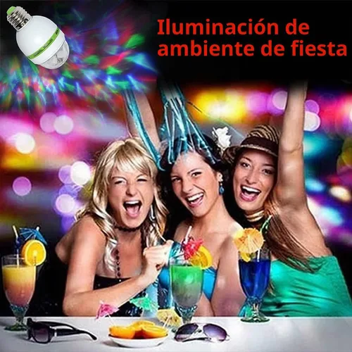 Vista 2 de Bombilla LED de bola, 3W E27, RGB, cristal giratorio, luz de escenario, con rotación automática por voz (1 unidad)
