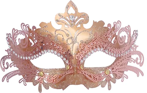 Vista 20 de Máscaras de metal para mujeres/hombres, máscara veneciana de Halloween, máscara de Mardi Gras Negro