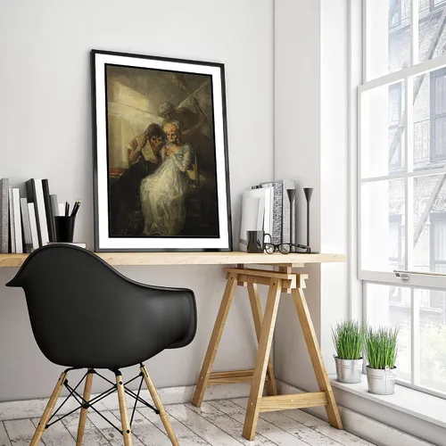 Vista 4 de Textured Paper - Francisco Goya - Time and The Old Women (1820) - Art Print, Poster, Painting, Photo, Wall Decor - Painting, Old Women, time, Clock