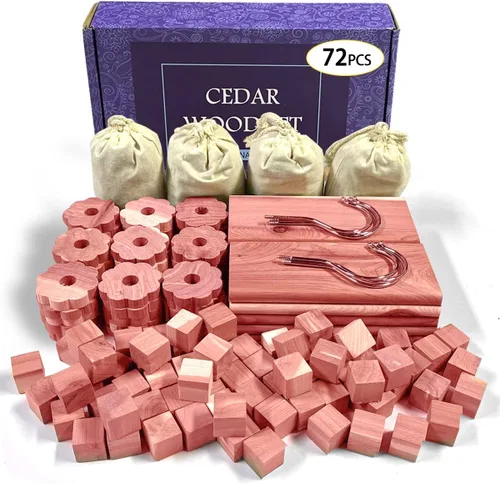 Vista 7 de Cedar Space Bloques de cedro para almacenamiento de ropa, paquete de 18 colgantes de cedro, 100% madera de cedro natural para tablones de armario