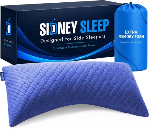 Vista 27 de Sidney Sleep Almohadas curvas ajustables para soporte de cuello y hombros con relleno extra triturado, almohada de contorno cervical para personas