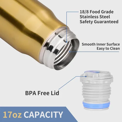 Vista 2 de Best Bonus Dad Ever Afranti 304 - Botella de agua con forma de bala de acero inoxidable 304, 17 onzas, 16.9 fl oz, doble pared aislada al vacío