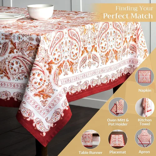Vista 5 de Maison d' Hermine Mantel decorativo cuadrado 100% algodón, lavable, para comedor, fiestas de bufé y campamento, Acción de Gracias/Navidad, estampado
