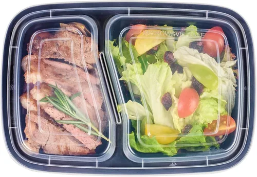 Vista 12 de Asporto - Cajas para llevar con compartimentos de 32 onzas, 50 recipientes para preparar comidas para microondas, 2 compartimentos, con tapas