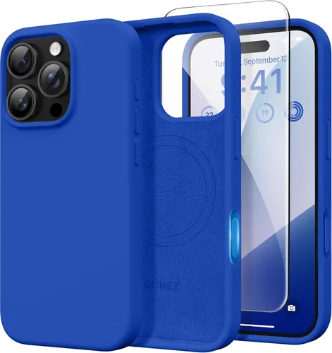 Vista 181 de GONEZ Funda magnética para iPhone 14, compatible con Magsafe, con protector de pantalla + protector de cámara, forro de microfibra antiarañazos