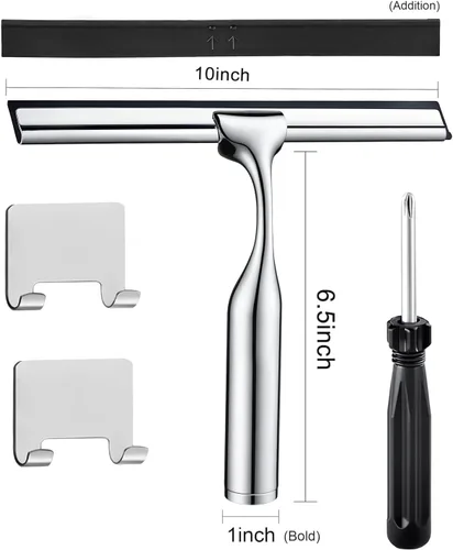 Vista 2 de Escobilla de ducha de 10 pulgadas para puerta de vidrio LASSHSWA multiusos para puertas de vidrio, herramienta de limpieza de baño, espejo