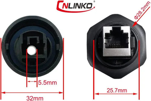 Vista 6 de CERRXIAN RJ45 Femle a hembra Acoplador Montaje en panel Conector impermeable Combo con tapa (negro)