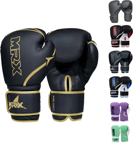 Vista 9 de MRX Guantes de boxeo para entrenamiento de combate, entrenamiento de combate, entrenamiento de combate, entrenamiento de sparring grappling Negro
