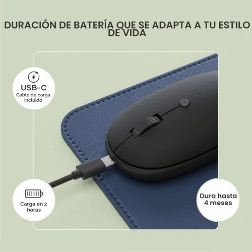 Vista 4 de Satechi OntheGo Mouse Bluetooth con batería recargable USB C, conecta hasta 3 dispositivos, mouse inalámbrico compacto y portátil para laptop, Negro