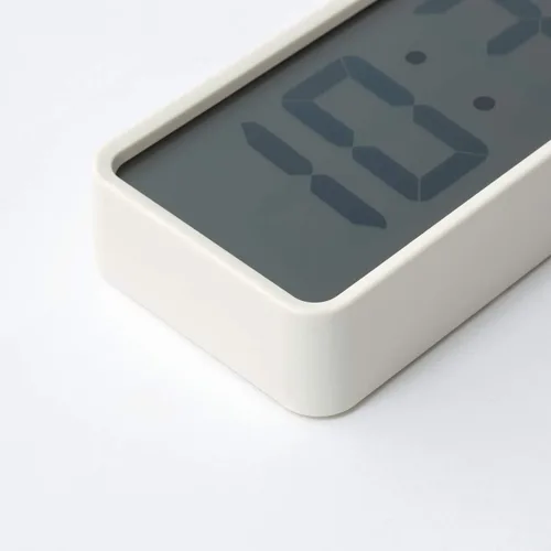 Vista 3 de Muji Reloj digital con alarma, pequeño, blanco