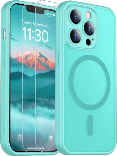 Vista 278 de SPIDERCASE Funda magnética translúcida diseñada para iPhone 11, con 2 protectores de pantalla de vidrio templado, antihuellas, para iPhone 11 de 6.1
