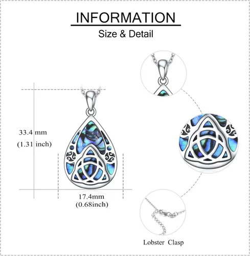 Vista 6 de CUPENDA Collar de nudo celta de plata de ley con colgante de nudo de la Trinidad irlandesa joyería irlandesa para regalo para mujer Plata esterlina