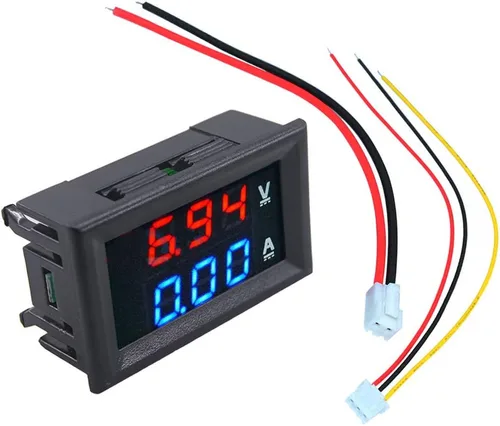 Vista 3 de HiLetgo 2pcs 0.28" Voltímetro Digital Amperímetro DC 100V 10A Amp Voltaje Medidor de Corriente Probador 0.28 Pulgadas 3 Bits Azul + Rojo Doble