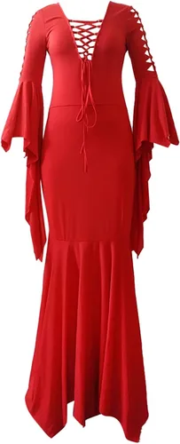 Vista 2 de XIANNV - Vestido con capucha de talla grande para mujer, disfraces de Halloween, manga larga, bolsillos con capucha, sudaderas de moda
