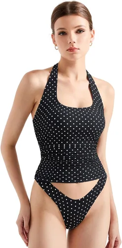 Vista 11 de SUUKSESS Camisetas sin Mangas para Mujer con Cuello Halter Forro Doble Sin Espalda Y2K Modernas para Salir Aguamarina