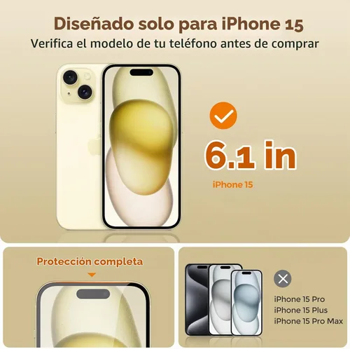 Vista 2 de UNBREAKcable Protector de pantalla de privacidad para iPhone 15, cobertura completa, vidrio templado inastillable [borde a borde]