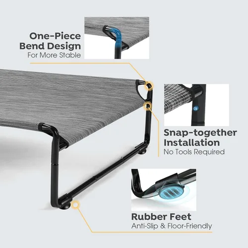 Vista 5 de Veehoo Cama Elevada Original para Perros de Exterior, Catre Elevado Refrescante para Perros Grandes, Plataforma de Hamaca Portátil de Pie