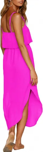 Vista 3 de NERLEROLIAN - Vestido midi de mujer informal ajustable con tiras divididas de verano para playa