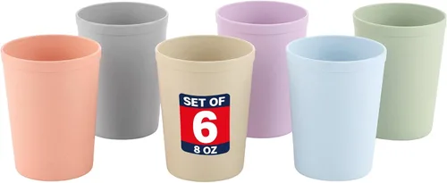 Vista 10 de MASTERCOOK 6 Piezas de Tazas Pequeñas Reutilizables – 8 oz Vasos Irrompibles para Beber – Tazas para Niños Pequeños para Agua, Jugo, Leche – Vasos