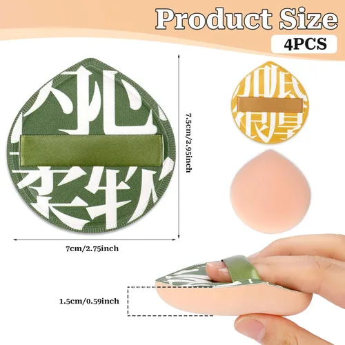 Vista 3 de 4 esponjas de maquillaje coreanas, suave en forma de lágrima, cojín cosmético, esponja de base para corrector, líquido, crema y polvo (tamaño grande)