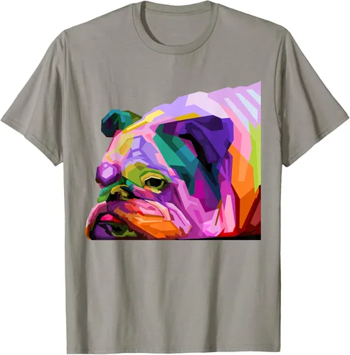 Vista 27 de Camiseta de retrato pop artístico de bulldog británico inglés para dueños de perros, Negro, S