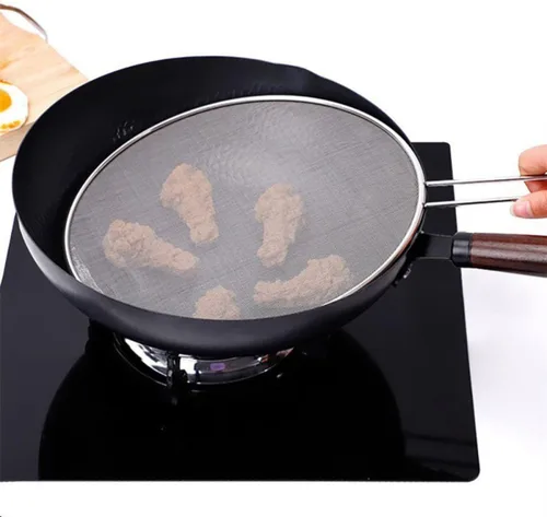 Vista 8 de 3pcs Splatter Screen Stainless Steel Pan Oil Guard with Long Handle