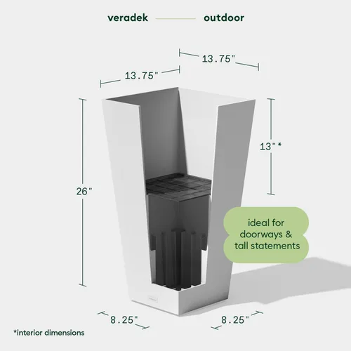Vista 2 de Veradek V-Resin - Maceta cónica para interiores y exteriores (26 pulgadas, blanco)