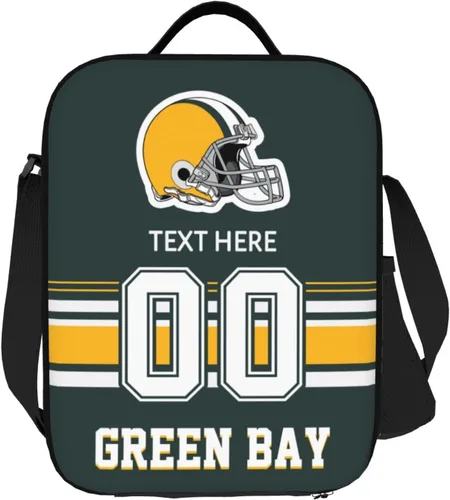 Vista 21 de Bolsa de almuerzo personalizada de Nueva Inglaterra, regalos para hombres, mujeres, fanáticos, con nombre y número personalizados, correas de hombro