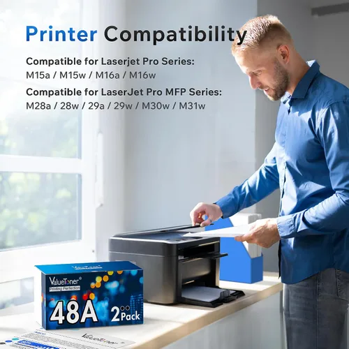 Vista 2 de Valuetoner Cartucho de tóner 48A HP de repuesto para HP 48A Cartucho de tóner negro CF248A 248A de alto rendimiento para impresora láser Pro M15w