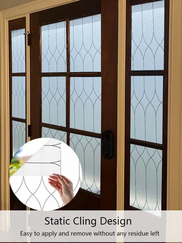 Vista 5 de Jahoot Película de privacidad para ventana, vidrio esmerilado para ventana, bloqueo solar, películas de privacidad para baño, vinilo esmerilado