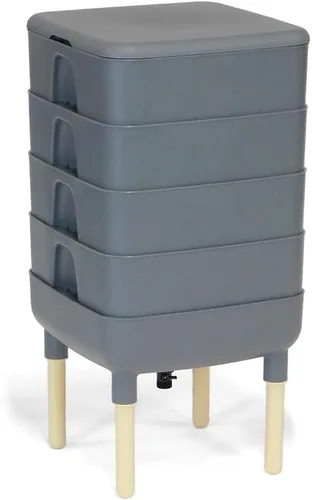 Vista 10 de FCMP Outdoor - The Essential Living Composter, contenedor de 4 bandejas para vermicompostador, color negro