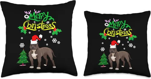 Vista 3 de Santa Pit Bull Dog Ugly Merry Christmas Funny Holiday Xmas Throw Pillow