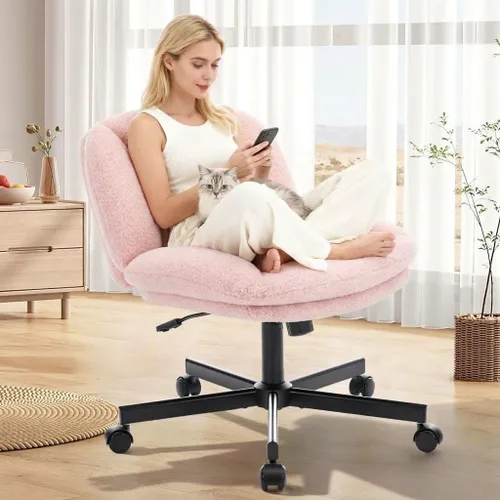 Vista 13 de Criss Cross - Silla de oficina con patas cruzadas con ruedas Beige