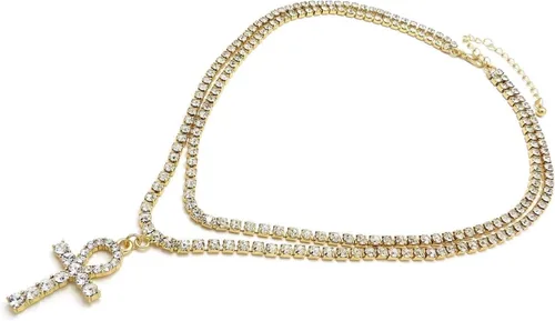 Vista 4 de Pyramid Jeweler Collar de cadena de tenis con colgante de cruz y hip hop para hombre, 0.118 in, 16 y 18 pulgadas, Metal, Circonia cúbica