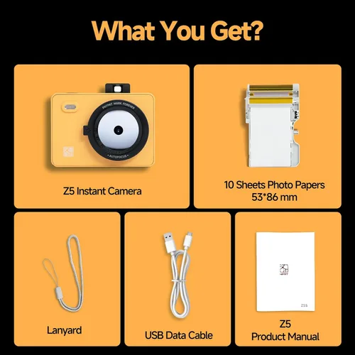 Vista 9 de HPRT Z5 - Cámara de impresión instantánea e impresora fotográfica, tecnología de sublimación de tinta, 5 efectos de filtro, flash LED, papel