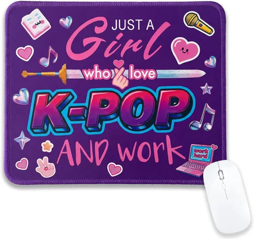 Vista 11 de Kpop - Alfombrilla de mouse de anime, alfombrilla de mouse pequeña personalizada para mujeres y fanáticos de Kpop, base de goma antideslizante