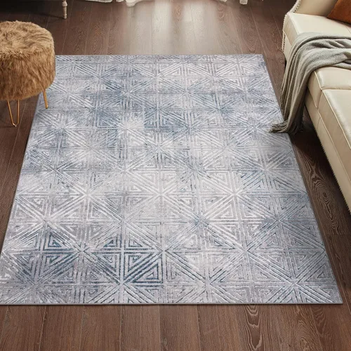 Vista 4 de LUXE WEAVERS Florance Collection 86328 - Alfombra geométrica moderna de 9 x 12 pulgadas, color azul