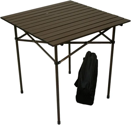 Vista 4 de Mesa en una bolsa con bolsa de transporte mesa alta portátil de aluminio., alto, Marrón