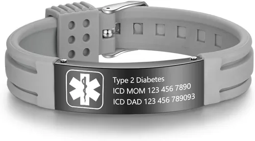 Vista 79 de OPALSTOCK Pulseras médicas personalizadas de silicona ajustable para identificación de emergencias, grabado gratuito, 9 pulgadas, resistente al