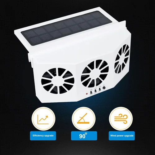 Vista 6 de Unifizz Ventilador de ventana delgada solar Ventilador de escape de coche con tres ventiladores 1.5W ABS blanco