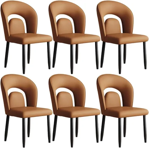 Vista 35 de YVYKFZD Leather Dining Chairs, Kitchen Chairs Set with Curved Back, Upholstered Dining Room Chair, Armless Comfy Side Chair, for Living Room, Dark