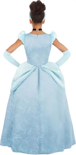 Vista 4 de Disney Premium Cinderella Costume Dress for Girls with Headband, Gloves & Necklace for Halloween or Dress Up