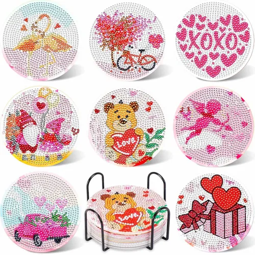 Vista 17 de UPINS 8 piezas de posavasos de arte de diamante bohemio para bebidas, kits de arte de diamante DIY para adultos, niños, principiantes, suministros
