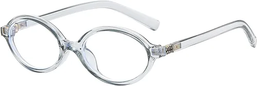Vista 11 de Onrtry Lentes retro ovalados con bloqueo de luz azul para mujeres y hombres, anteojos falsos nerd redondos sin receta