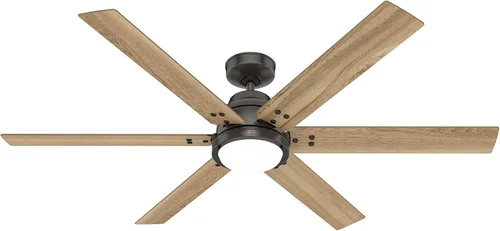 Vista 10 de Hunter Ventilador de techo interior de 60 pulgadas con luz LED y control remoto, ventilador de techo inteligente negro, montaje estándar, 6